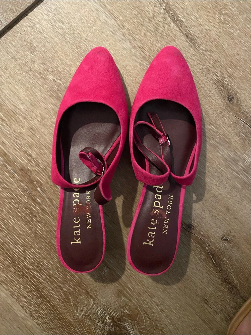 kate spade Bright Pink Suede Pointed-Toe Slingback Flats